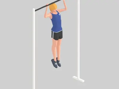 Pullup  Exercise Woman Animation Low-poly 3D model