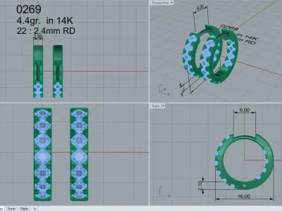 Diamond Hoop Earring 0269 3D print model