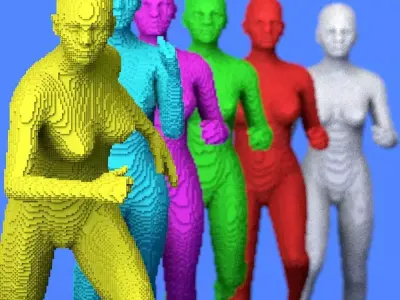 Metaverse Voxel Running Females 3D model