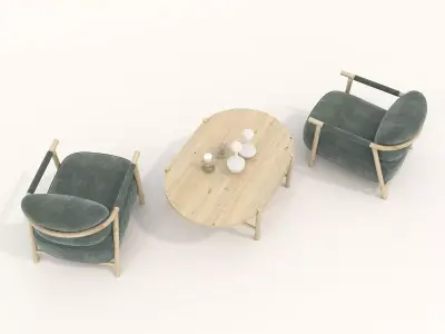 Modern Coffee Table and Armchair Set 43 3D model