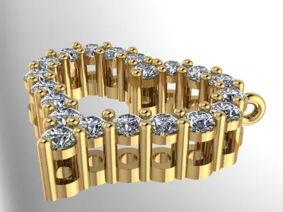 Diamond Heart Pendant 3D print model 3D print model