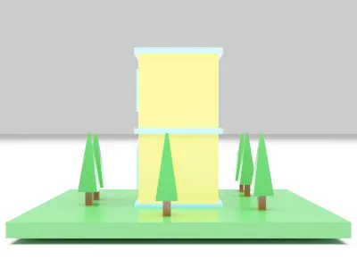Two-Story House Building Cartoon Free low-poly 3D model