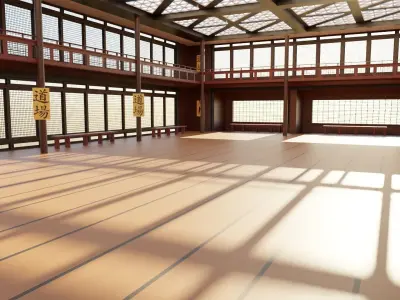 Japanese Dojo Low-poly 3D model