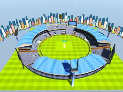 Cricket stadium Low-poly 3D model
