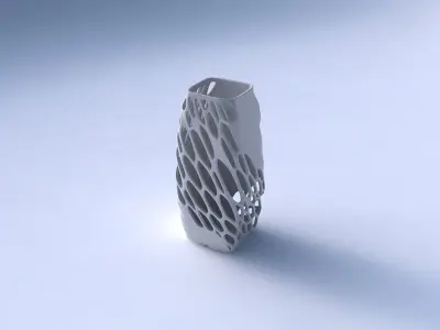 Vase rectangle with organic lattice half solid 3D print model