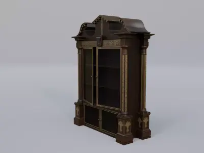 Bookcase antique Low-poly 3D model