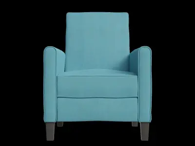 Blue Upholstered Club Recliner 3D model