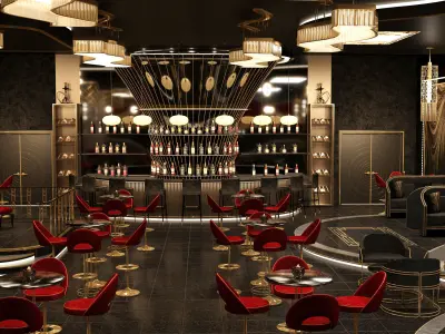 Luxury nightclub bar interior design 3D model