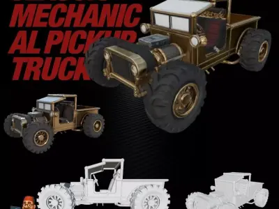 Classic Mechanical Pickup Truck 3D print model