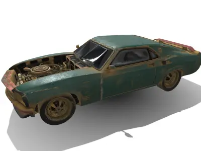 bugatti-chiron old rusty car 3D model