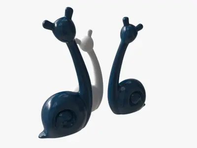 Abstract Animal Snail Ceramic Figurine Set 3D model