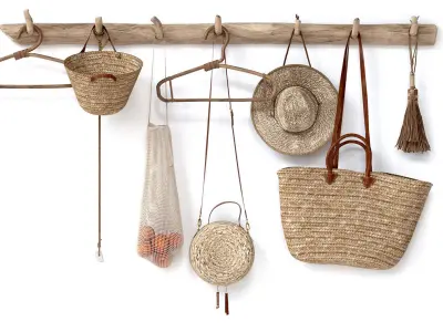 decorative set 001 wall hangers bag hat 3D model