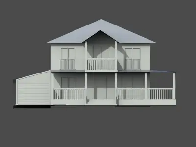 House Low-poly 3D model with porch Free 3D model