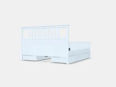 HEMNES Bed frame with 4 storage boxes Low-poly 3D model