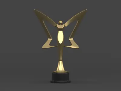 Gold Trophy Cups 3D model 9
