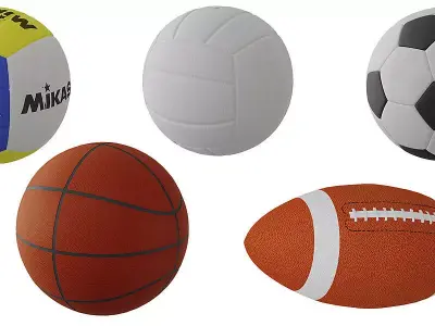 Sport Game Balls BLENDER 3D Model Cycles 3D model