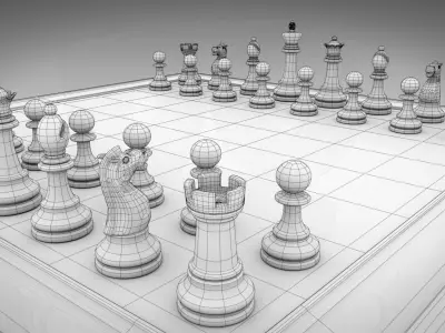 Chessboard with pieces 3D model