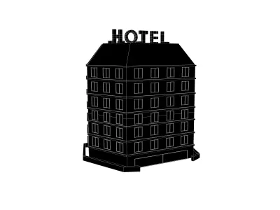Low Poly Hotel v1 001 Low-poly 3D model