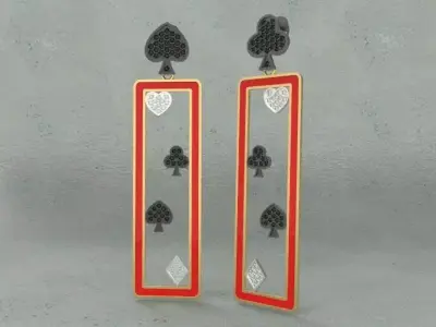 Luxury diamond card suits earrings 3D print model