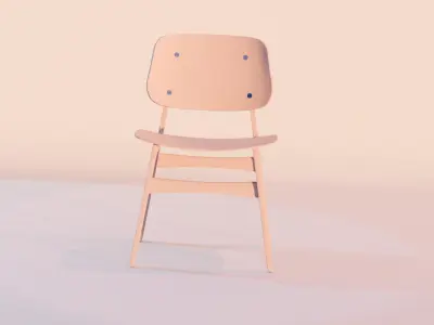 Light brown wooden chair Free 3D model