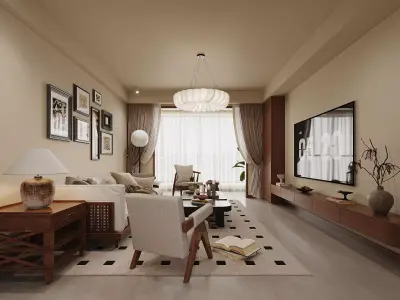 modern living room dining room interior scenes  13 3D model