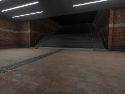 Tunnel empty subway station - subway 3D model