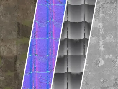 Roof Tile Materials 110- Concrete Roofing - Sbsar Seamless Pbr  Texture