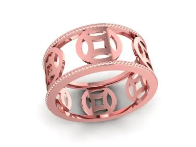 Geometric Hollow Wide Band Ring 2088 3D print model