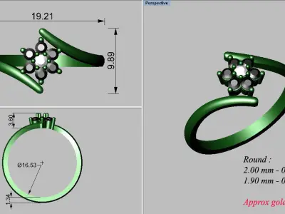 light weight gold diamond rings-C111116SKCH2026042-wt-0-5 3D print model