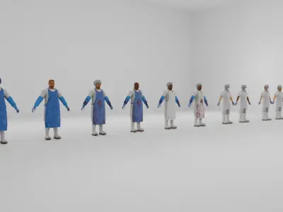 Workers Low-poly 3D model