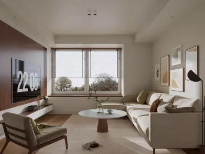 Modern living room dining room interior scenes 399 3D model