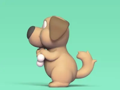Dog Eating Bone 3D print model