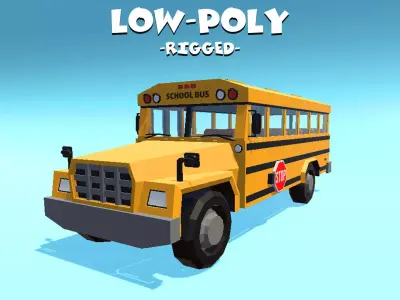 School bus yellow american Low-poly 3D model