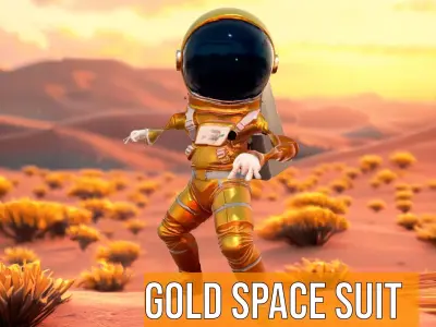 Gold Space Suit model pack Low-poly 3D model