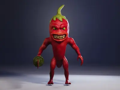Pepper mutant monster Low-poly 3D model