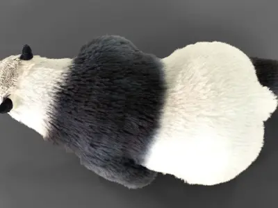 Fur Panda Bear animated Low-poly 3D model