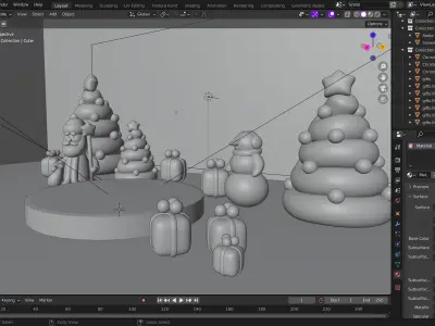 Modular Simple Christmas Scene Low-poly 3D model 3D model