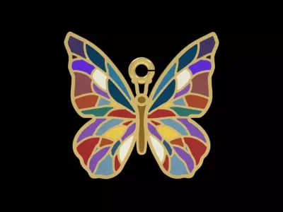 Butterfly Enamel Pendant 3D print model