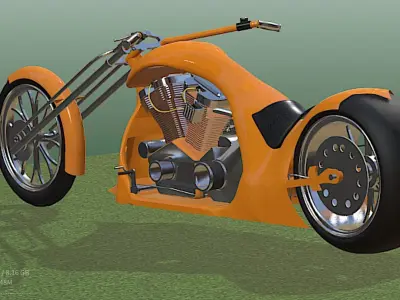 Custom Built Pro Street Harley Chopper - High Poly 3D model