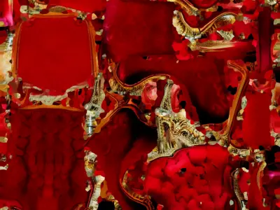 Red and gold fancy chair Low-poly 3D model
