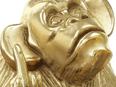 Golden Monkey Statue with Bold Gesture 3D model