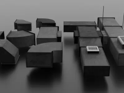 Modular Industrial Air Duct System Low-poly 3D model