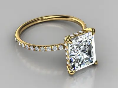 Engagement ring  3D cad file ready to print  3D print model