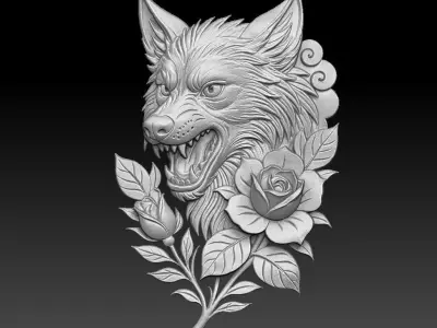 Wolf Relief 3D print model