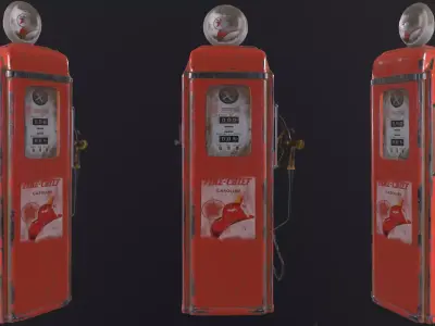 Petrol station Texaco fire chief  Low-poly 3D model
