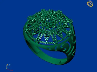 Women Stone Rings Diamond 3D print model 9