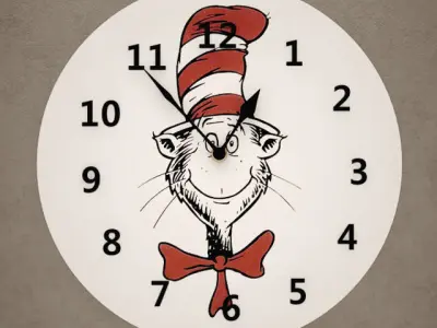 Cat in the Hat Style Wall Clock 11 3D model