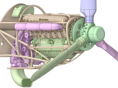 Hawker Hurricane MK 1 Engine  1 by 16 Scale 3D Model 3D print model