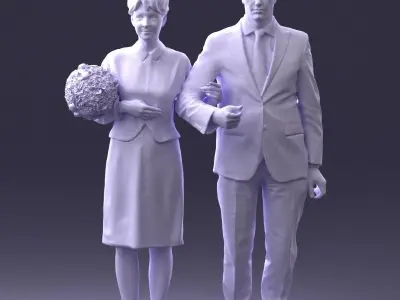 000355 Formal Couple with Bouquet 3dp 3D print model