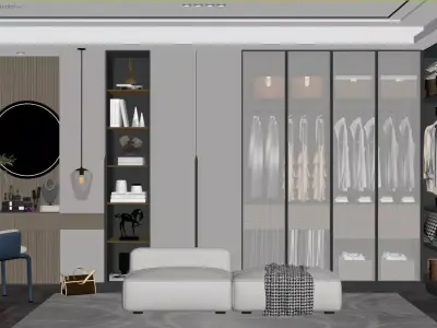 Modern Light Luxury Cloakroom 3D model